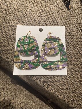 2 pair earrings -Gold Glitter Statement & Neon Green
